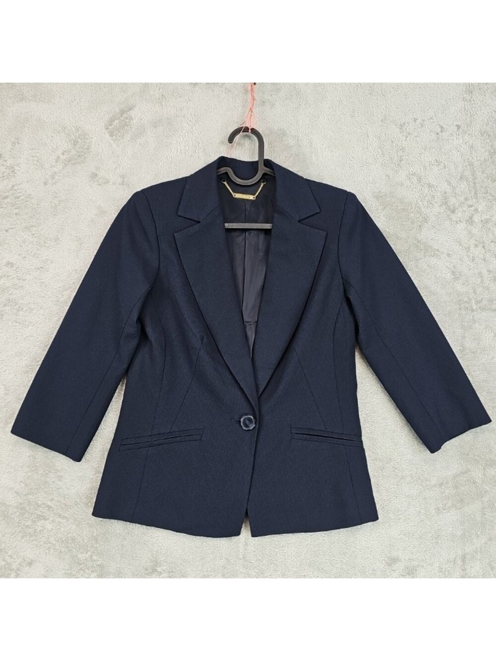 Trina Turk Blazer Womens 0 Navy Blue One Button Notch Lapel Lined Career Jacket